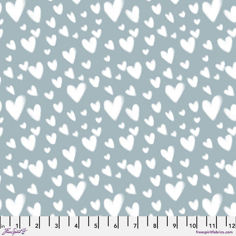 Free Spirit Love Letters PWRH131 Blue Cloud Hearts By The Yard