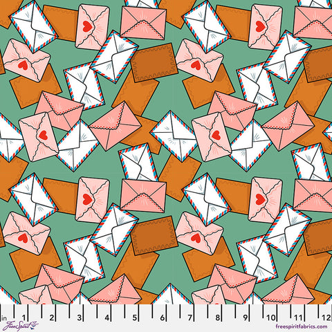 Free Spirit Love Letters PWRH141 Aqua You've Got Mail By The Yard