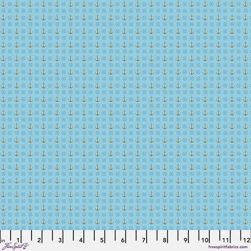 Free Spirit Primitive Cloth PWSK090 Blue Banner By The Yard