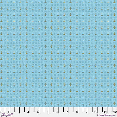 Free Spirit Primitive Cloth PWSK090 Blue Banner By The Yard