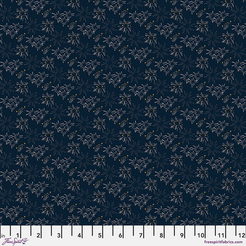 Free Spirit Primitive Cloth PWSK095 Navy Bursting By The Yard