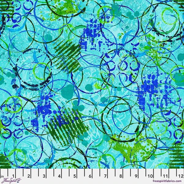Free Spirit Radiant Grove PWSP124 Aqua Echo Rings By The Yard