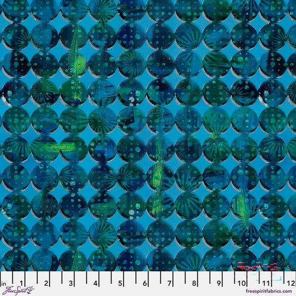Free Spirit Radiant Grove PWSP126 Turquoise Harlequin Circles By The Yard