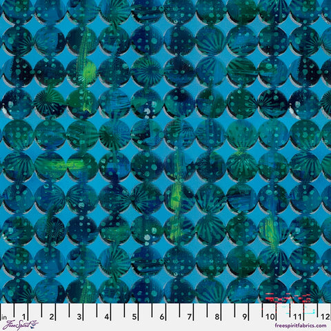 Free Spirit Radiant Grove PWSP126 Turquoise Harlequin Circles By The Yard