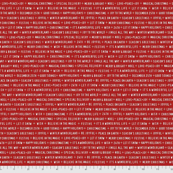 Free Spirit PWTH163 Red Festive Text By The Yard