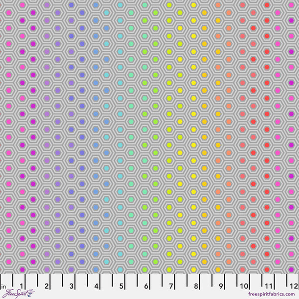 Free Spirit Tula's True Colors PWTP151 Dove Hexy Rainbow By The Yard