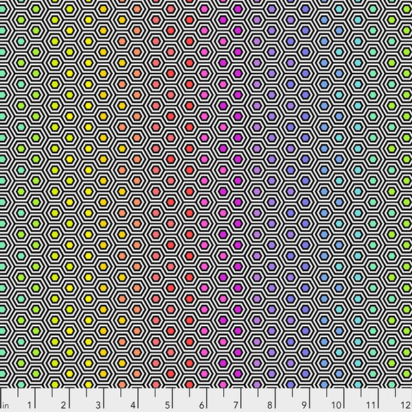 Free Spirit Tula's True Colors PWTP151 Ink Hexy Rainbow By The Yard