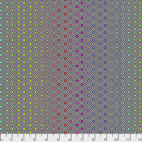 Free Spirit Tula's True Colors PWTP151 Ink Hexy Rainbow By The Yard