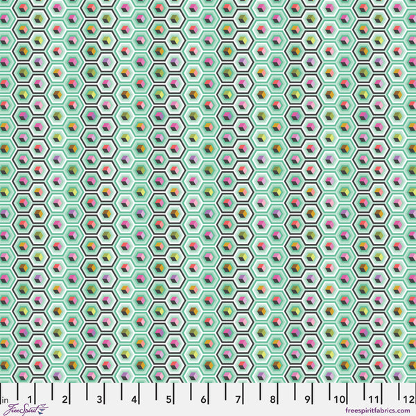 Free Spirit Prince Charming Deja Vu PWTP280 Sweet Mint Hex Box By The Yard