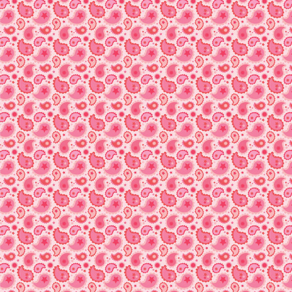 Poppie Cotton Calico Cowgirls CW24821 Paisley & Poppy Pink By The Yard