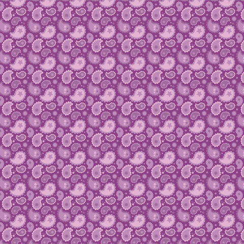 Poppie Cotton Calico Cowgirls CW24822 Paisley & Poppy Purple By The Yard