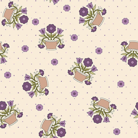 Henry Glass & Co. Pansy For Your Thoughts 1707 33 Cream Pansy Pots By The Yard