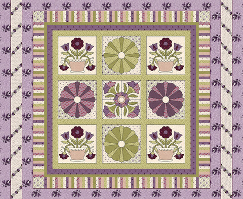 Henry Glass & Co. Pansy For Your Thoughts 1709P 55 Purple Block 36" PANEL By The PANEL (Not Strictly By The Yard)