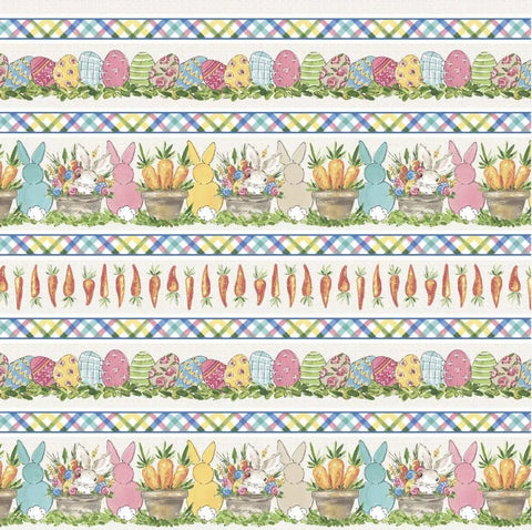 Henry Glass & Co. Peek A Boo Bunnies 1568 44 Cream Border Stripe By The Yard