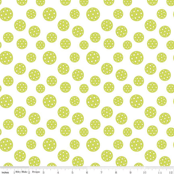 Riley Blake Pickleball C16204 White Pickleballs By The Yard