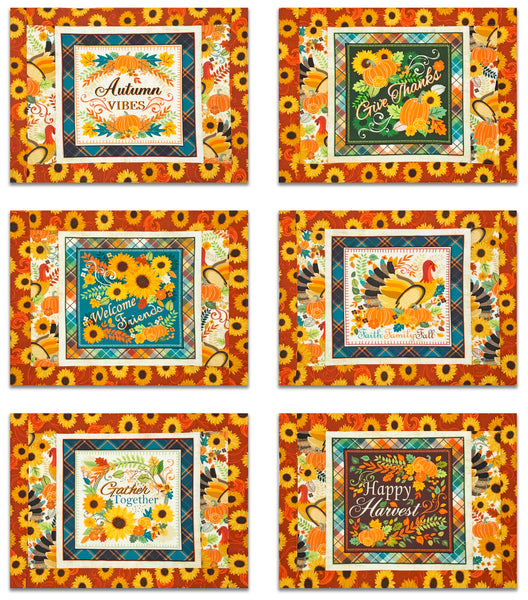 Benartex Panel Placemat Kit (Makes 6) - Gather Together - SUNFLOWERS