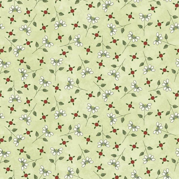 Henry Glass & Co. Pocketful Of Posies 3395 66 Green Tossed Flowers & Buds By The Yard