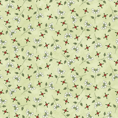 Henry Glass & Co. Pocketful Of Posies 3395 66 Green Tossed Flowers & Buds By The Yard