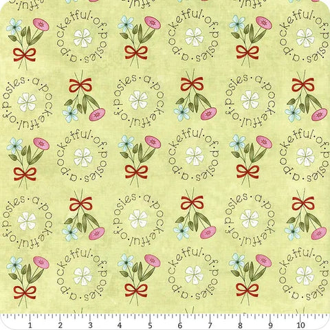 Henry Glass & Co. Pocketful Of Posies 3397 66 Green Posie Words By The Yard