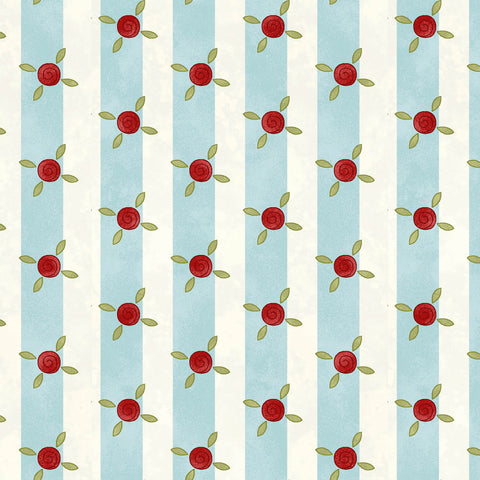 Henry Glass & Co. Pocketful Of Posies 3399 47 Cream Blue Stripes By The Yard