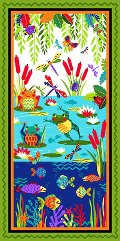 Blank Quilting Pond Life 2968P 70 Turquoise Pond 24" PANEL By The PANEL (Not Stricty By The Yard)