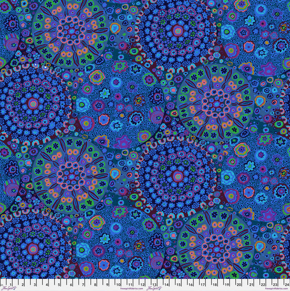 Free Spirit Kaffe Fassett EXTRA WIDE QBGP006 Blue Millefiore 108" WIDE - 3 YARD CUT