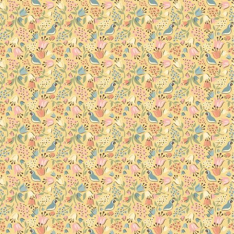 Poppie Cotton Wildwood Dwellings WW25103 Quail Hollow Yellow By The Yard