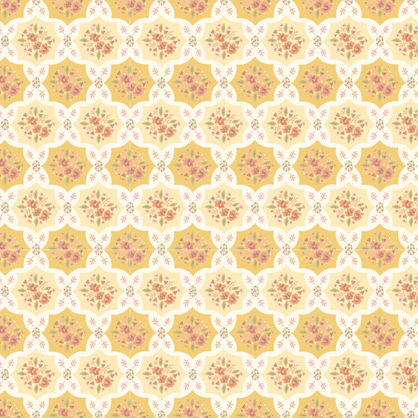 Poppie Cotton Wildwood Dwellings WW25106 Quilty Patches Yellow By The Yard