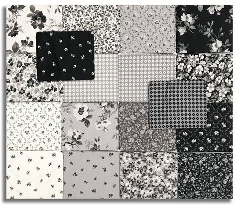 Riley Blake Pre-Cut 18 Piece Fat Quarters FQ 16910 18 - Ink & Ivory