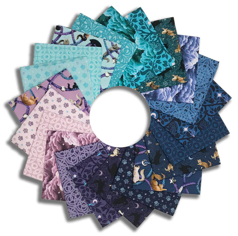 Riley Blake Pre-Cut 21 Piece Fat Quarters FQ 16580 21 - Celtic Cats