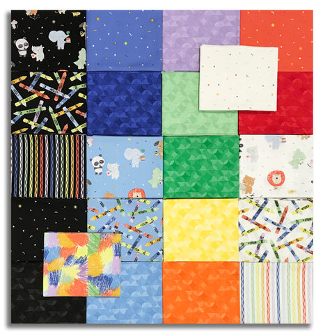 Riley Blake Pre-Cut 22 Piece Fat Quarters FQ 16510 22 - New Box Of Crayons