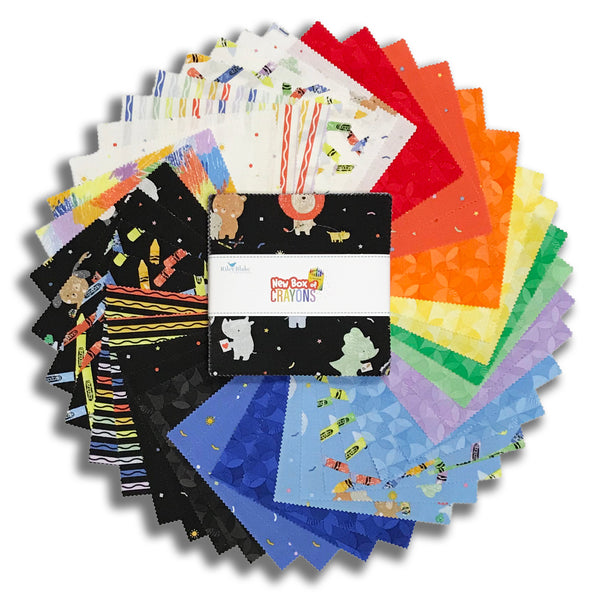 Riley Blake Pre-Cut 42 Piece 5" Stacker Charm Squares 16510 42 - New Box Of Crayons