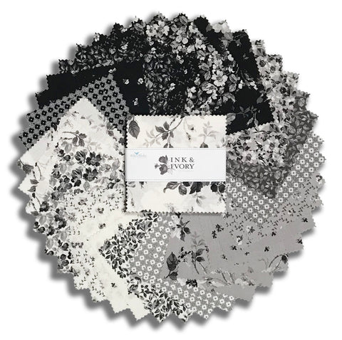 Riley Blake Pre-Cut 42 Piece 5" Stacker Charm Squares 16910 42 - Ink & Ivory