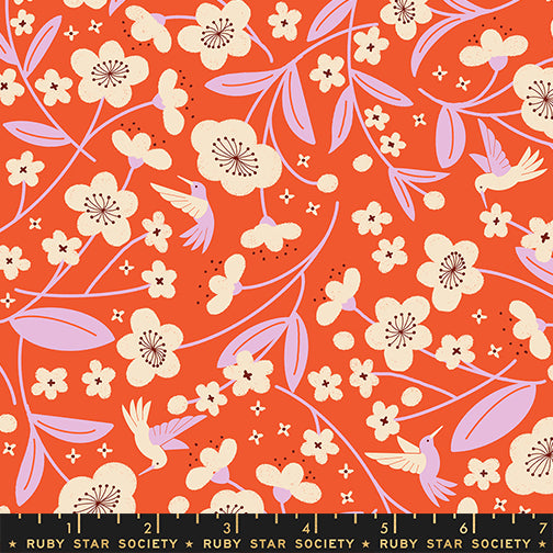 Moda Persimmon RS1121 12 Warm Red Blossoms By The Yard
