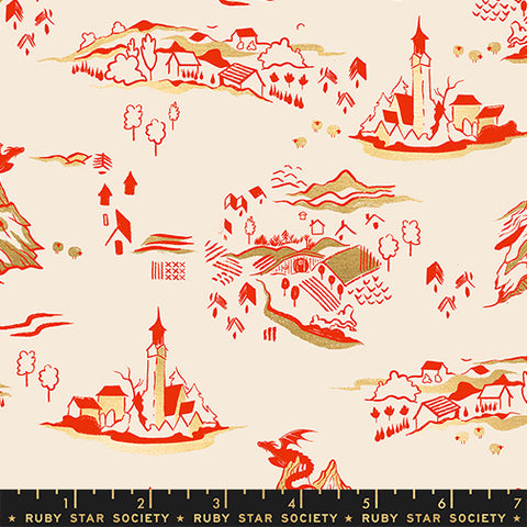 Moda Fireglow RS2133 11M Dark Ruby Metallic Fantasy Village By The Yard