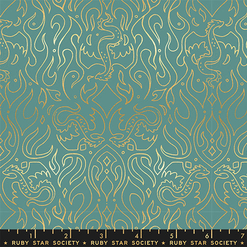 Moda Fireglow RS2137 13M Watercress Metallic Scribe By The Yard