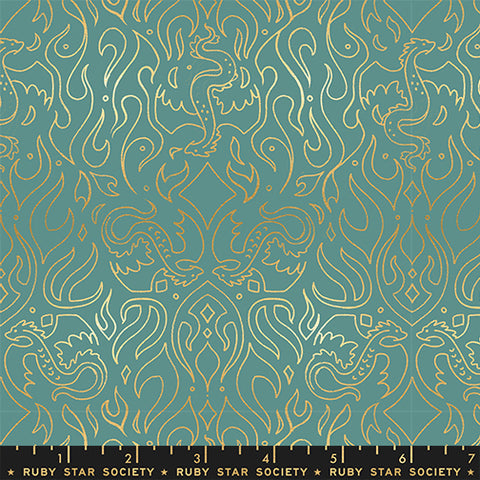 Moda Fireglow RS2137 13M Watercress Metallic Scribe By The Yard