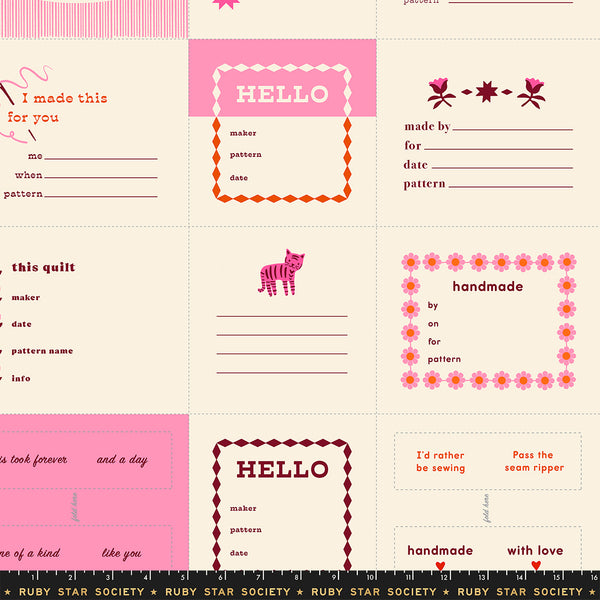 Moda 1 800 Calico RS4165 12 Pink Labels By The Yard