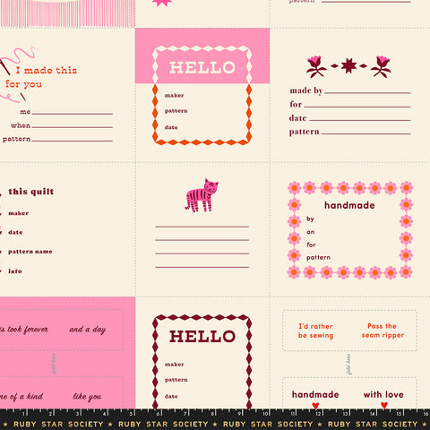 Moda 1 800 Calico RS4165 12 Pink Labels By The Yard