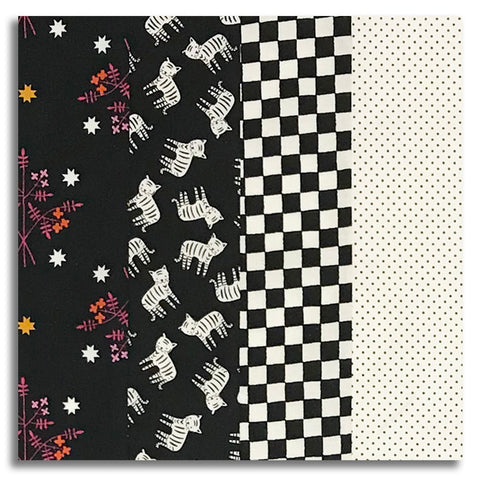 Matt's Moda Pre-cut 24 Block Rail Fence Quilt Kit - 1 800 Calico - Black/Cream