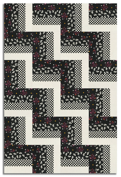 Matt's Moda Pre-cut 24 Block Rail Fence Quilt Kit - 1 800 Calico - Black/Cream