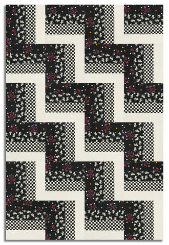 Matt's Moda Pre-cut 24 Block Rail Fence Quilt Kit - 1 800 Calico - Black/Cream