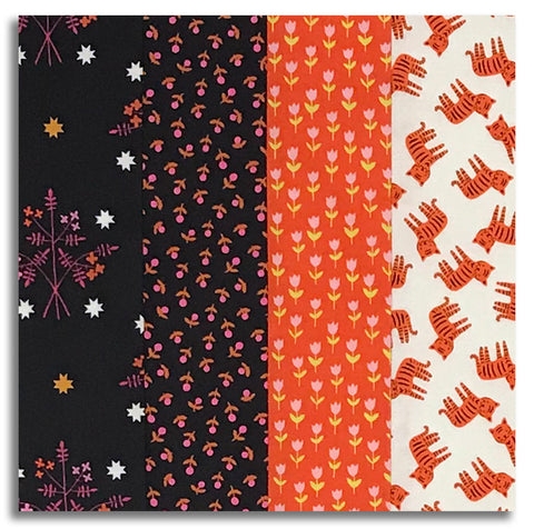 Matt's Moda Pre-cut 24 Block Rail Fence Quilt Kit - 1 800 Calico - Black/Warm Red