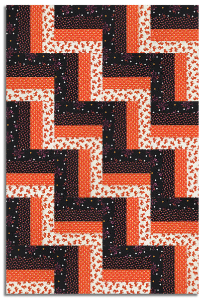 Matt's Moda Pre-cut 24 Block Rail Fence Quilt Kit - 1 800 Calico - Black/Warm Red