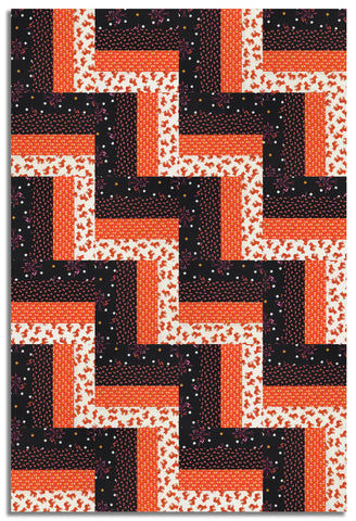Matt's Moda Pre-cut 24 Block Rail Fence Quilt Kit - 1 800 Calico - Black/Warm Red