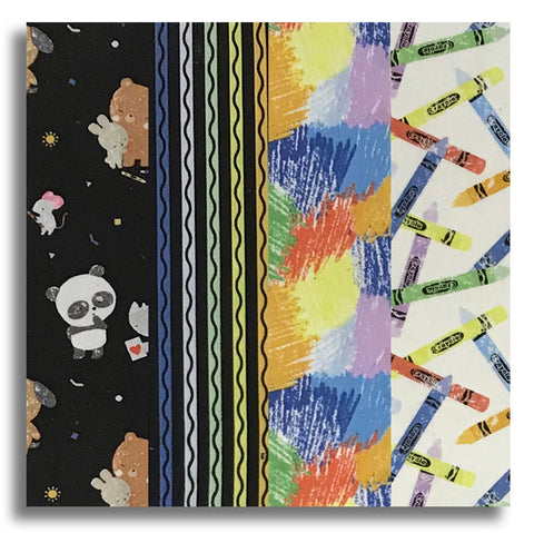 Riley Blake Pre-Cut 24 Block Rail Fence Quilt Kit - New Box Of Crayons - Black 2