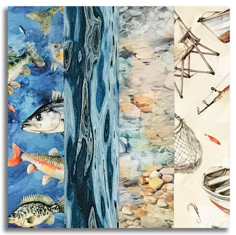 Matt's Hoffman Pre-Cut 24 Block Rail Fence Quilt Kit - Rise & Cast - Blue