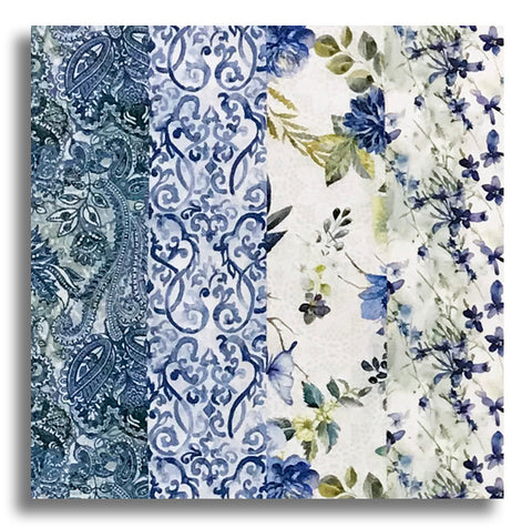 In The Beginning Pre-Cut 24 Block Rail Fence Quilt Kit - Sanctuary - Blue