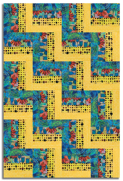 Free Spirit Pre-Cut 24 Block Rail Fence Quilt Kit - Dragonfly Dance - Blue