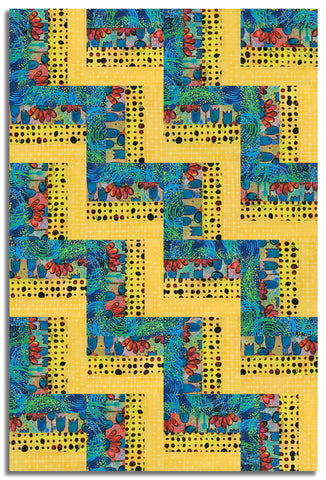 Free Spirit Pre-Cut 24 Block Rail Fence Quilt Kit - Dragonfly Dance - Blue